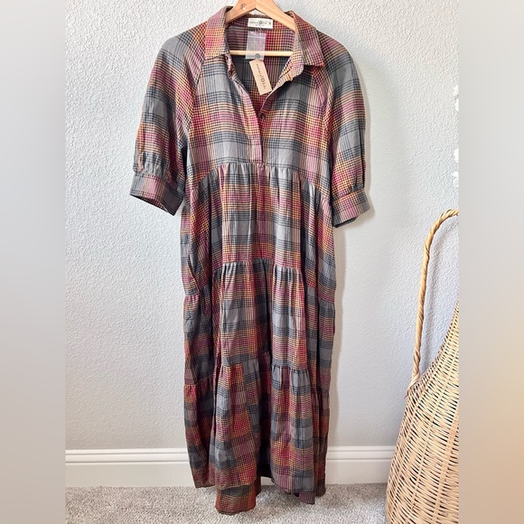 NATURAL LIFE Dresses & Skirts - NEW Natural Life Plaid Flannel Rebecca Midi Dress Size Medium 100% Cotton